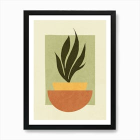 Minimalist Plant in Geometric Pot Design Art Print