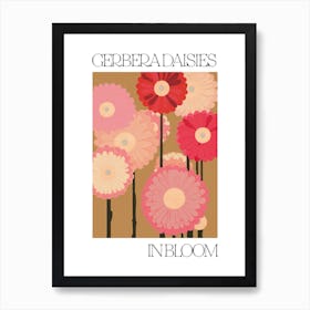 Gerbera Daisies In Bloom Flowers Bold Illustration 1 Art Print