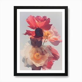 "Double Exposure Floral Fantasy Portrait" 1 Art Print