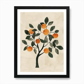 Orange Tree Minimal Japandi Illustration 3 Art Print