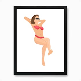 Beach Girl In Bikini Vector Illustration Art Print