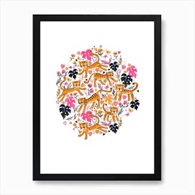 Happy Valentine Tigers In Pink Art Print