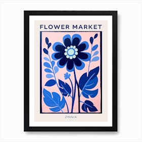 Blue Flower Market Poster Zinnia 4 Art Print