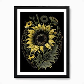 Black Eyed Susan Wildflower Vintage Botanical 1 Art Print