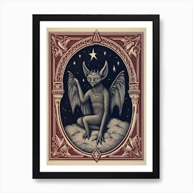 Vintage Gargoyle Tarot Card Art Print