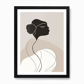 Woman Silhouette Line Art Abstract 2 Art Print