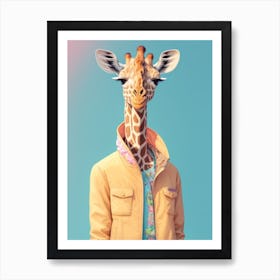 Giraffe Wearing Jacket Art Print