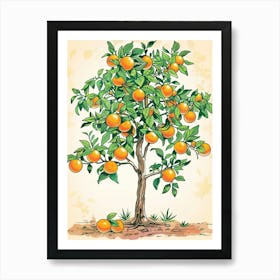 Orange Tree Storybook Illustration 1 Art Print