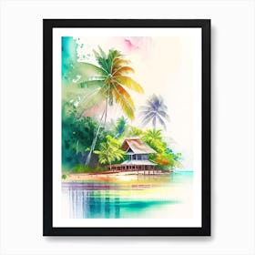 Siargao Island Philippines Watercolour Pastel Tropical Destination Art Print
