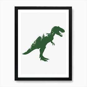 Green Dinosaur Silhouette 9 Art Print