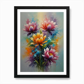 Flowers With Splatters Art Print