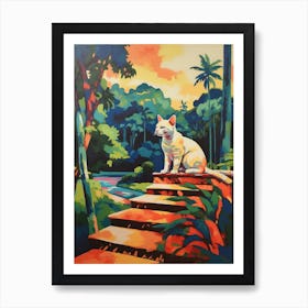 A Painting Of A Cat In Royal Botanic Gardens, Kandy Sri Lanka In The Style Of Pop Art 04 Art Print