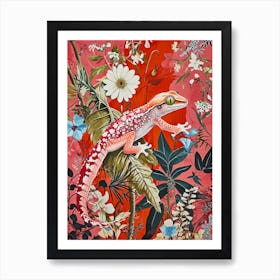 Floral Animal Painting Gecko 2 Art Print