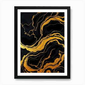 Gold And Black Marble Art Print