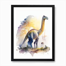 Brontosaurus Watercolour Dinosaur Art Print