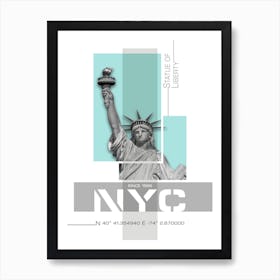 Poster Art Nyc Statue Of Liberty Turquoise Art Print