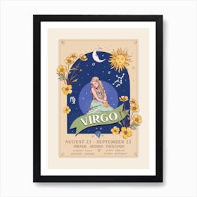 Zodiac Sign Virgo Art Print