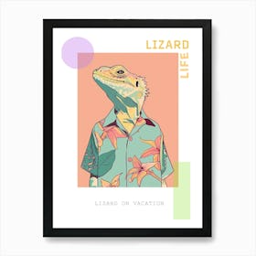 Lizard In A Floral Shirt Modern Colourful Abstract Illustration 6 Poster Art Print