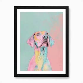 Pastel Hound Dog Pastel Line Illustration  2 Art Print