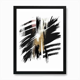 Black And White Brushstrokes 1 Art Print