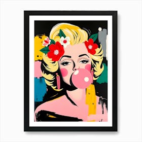 Marilyn Monroe Pink Bubble Gum Art Print