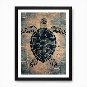 Sea Turtle Textured Collage 2 Art Print