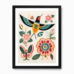 Folk Style Bird Painting Hummingbird 2 Art Print