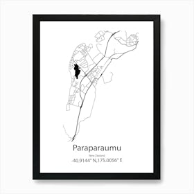 Paraparaumu Beach,New Zealand Minimalist Map Art Print