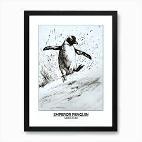 Penguin Sliding On Ice Poster 3 Art Print