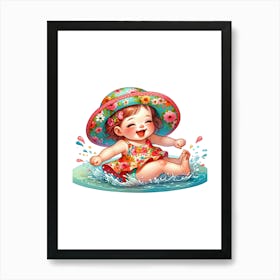 Little Girl Playing In The Water Art Print