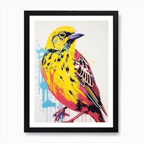 Andy Warhol Style Bird Yellowhammer 3 Art Print