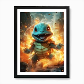 Turtle In Flames Art Print