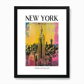 Empire State Building New York Colourful Silkscreen Illustration 4 Poster Art Print