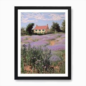 Lavender Fields Country Side Summer Landscape 4 Art Print