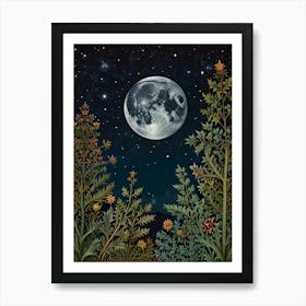 Moon In The Night Style William Morris Art Print