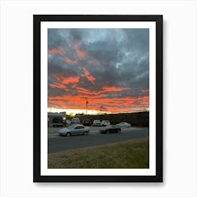 Sunset Over A Parking Lot Art Print
