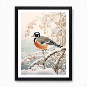 Winter Bird Painting Wood Duck 3 Art Print