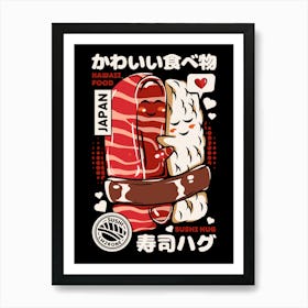 Japan Sushi Hug - White version Art Print