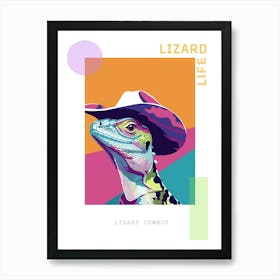 Lizard With A Cow Print Cowboy Hat Modern Abstract Illustration 2 Poster Art Print