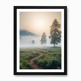 Misty Morning In The Mountains Art Print