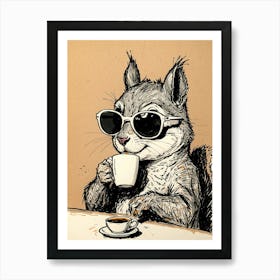 Squirrel In Sunglasses 1 Art Print