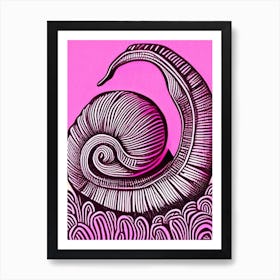 Snail With House On Its Back Linocut Art Print