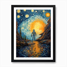 Astronaut In A Starry Night 1 Art Print