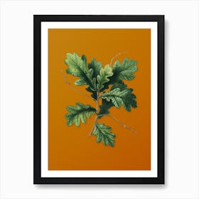 Vintage English Oak Botanical on Sunset Orange n.0755 Art Print