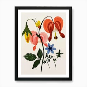 Painted Florals Bleeding Heart 3 Art Print