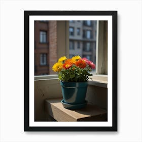 Gerbera Flower On Window Sill Art Print