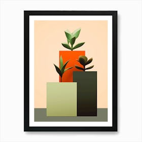 Three Plants In A Square Art Print