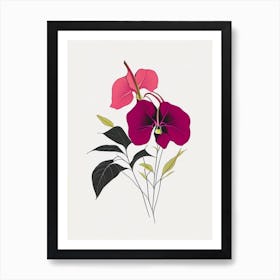 Impatiens Floral Minimal Line Drawing 2 Flower Art Print