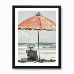 Beach Chair Under Umbrella Art Print