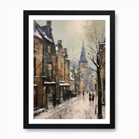 Vintage Winter Painting Edinburgh Scotland 2 Art Print